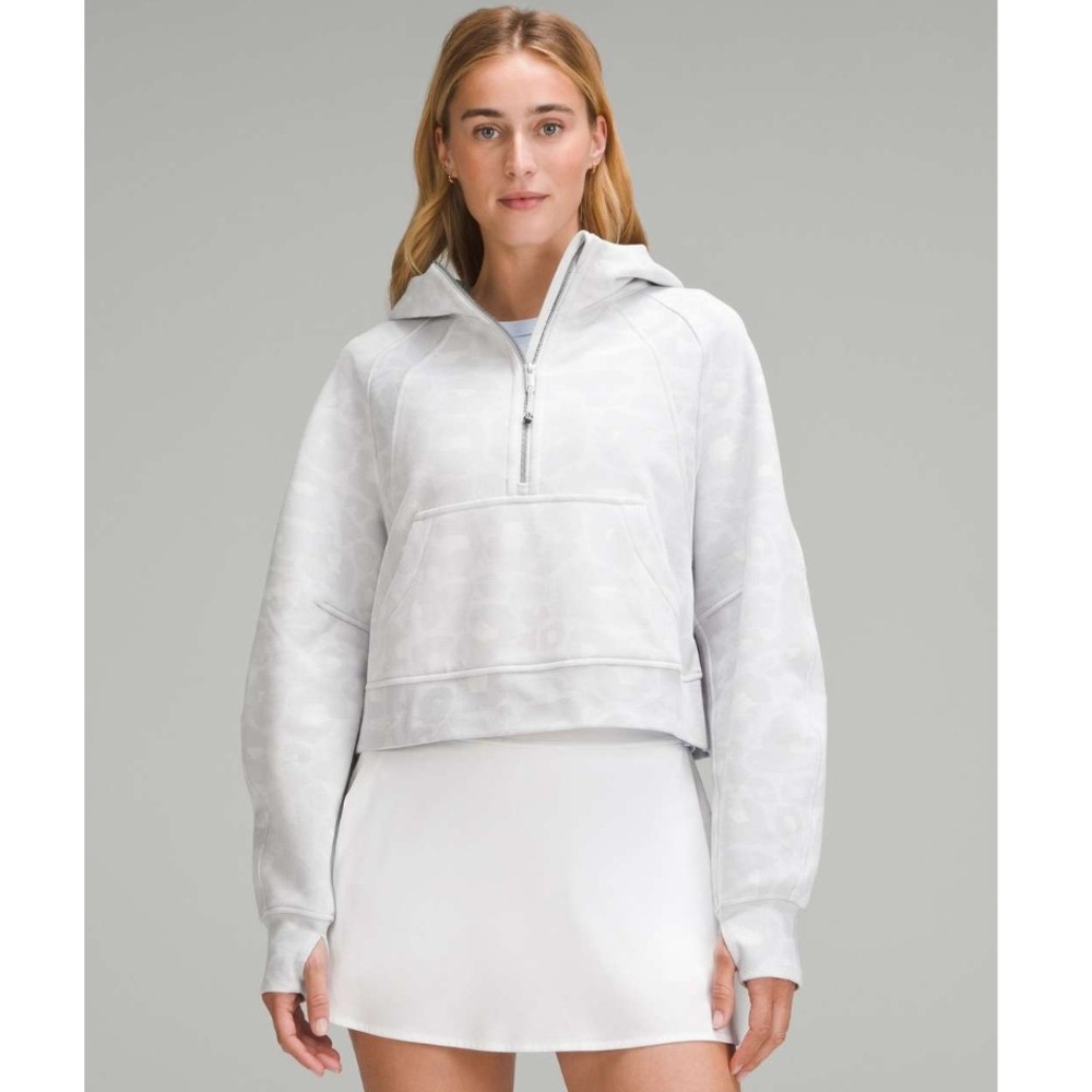 Lululemon Scuba Oversized Half-Zip Hoodie Spray Leopard WP Grey Multi M/L